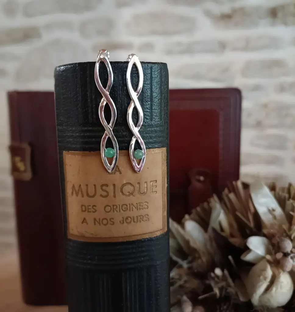 Boucles d'oreilles tresses celtiques Aventurines