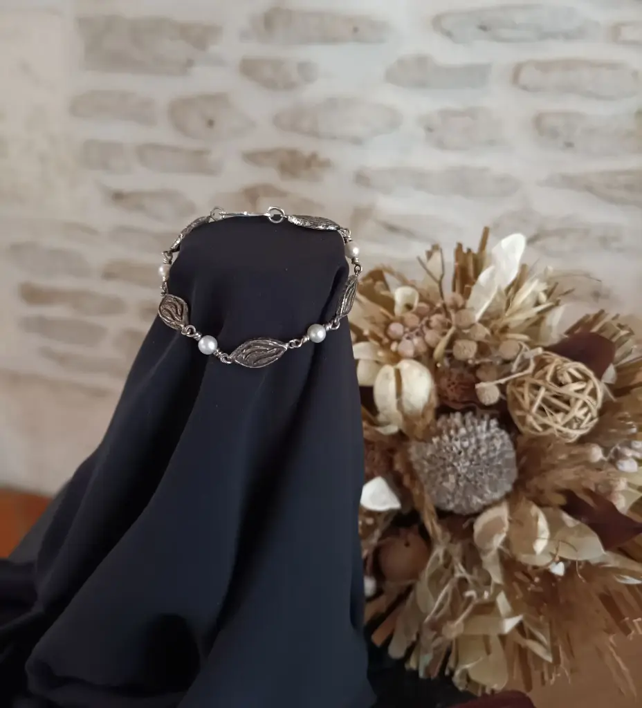 Bracelet floral Perles blanches