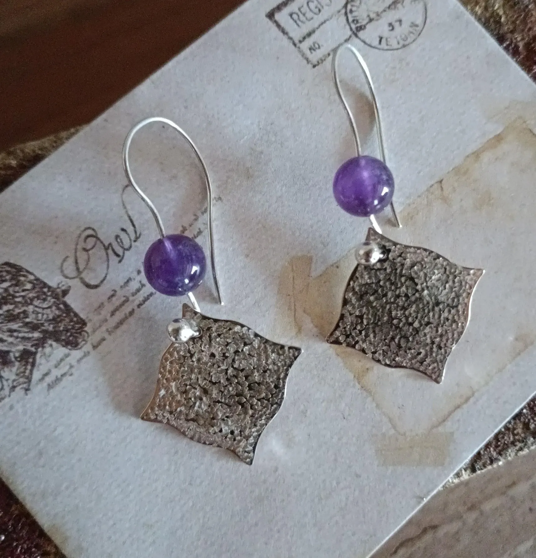 Boucles d'oreilles médiévales Améthystes