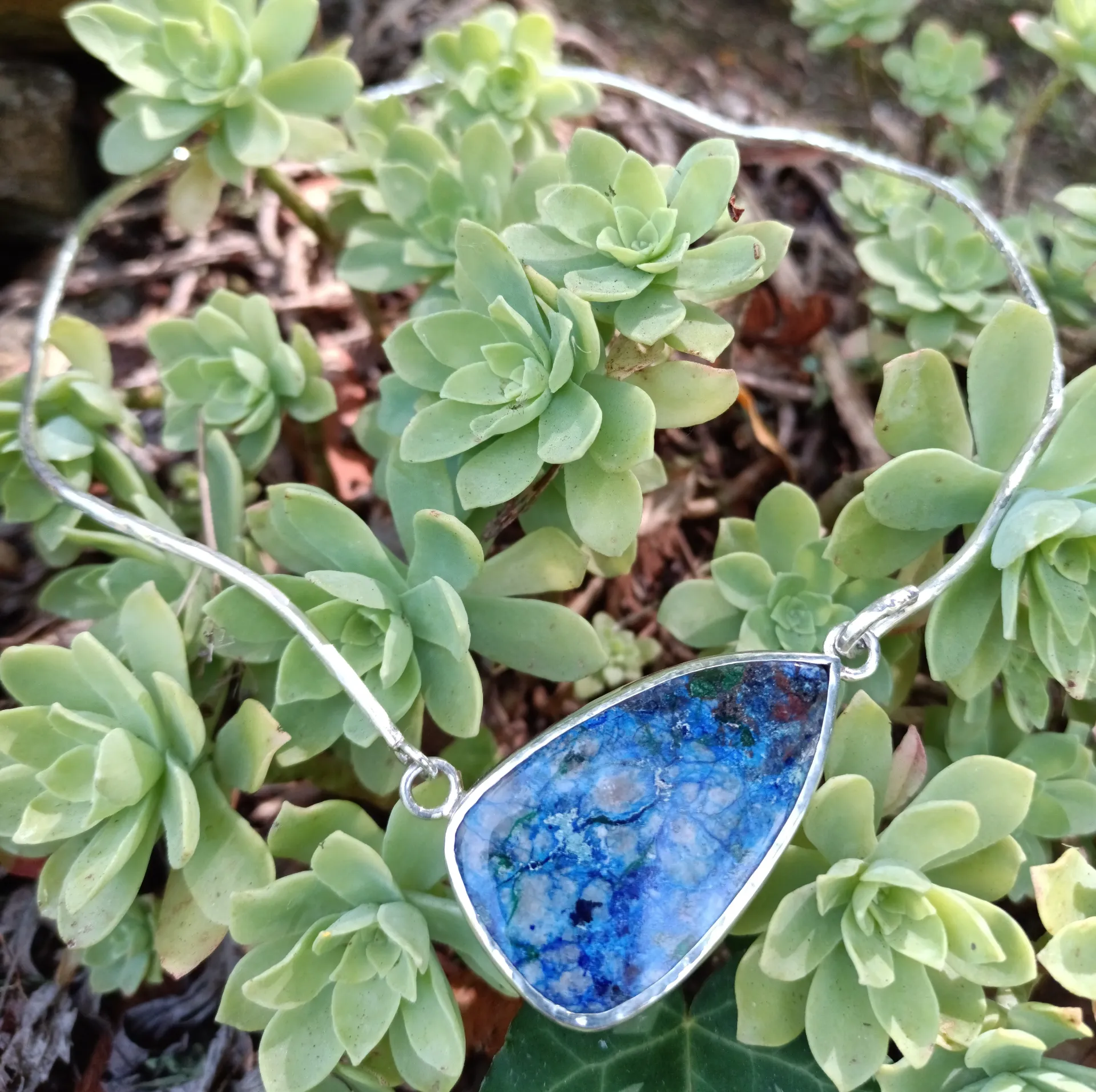 Collier torsadé Azurite malachite