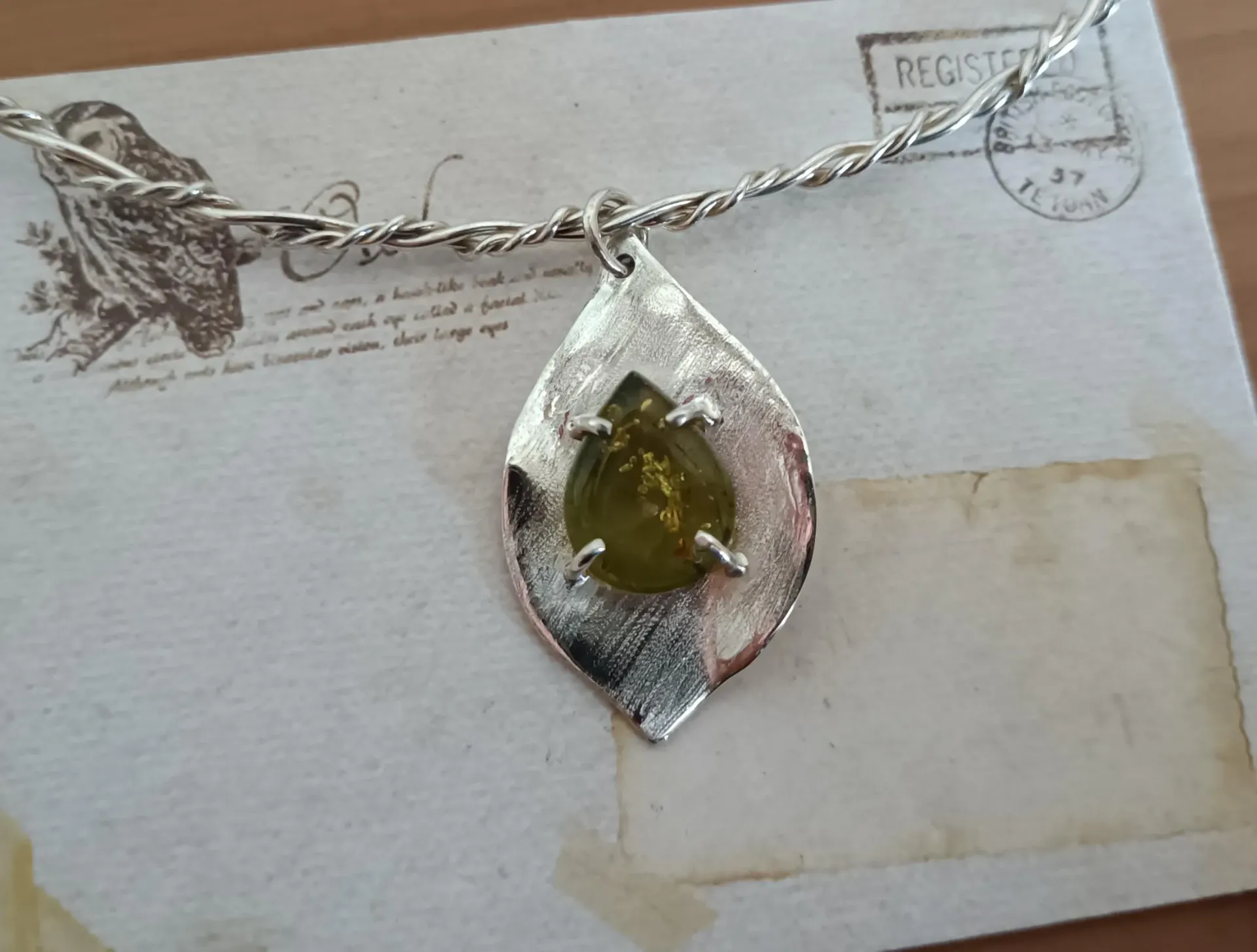 Collier elfique Ambre verte